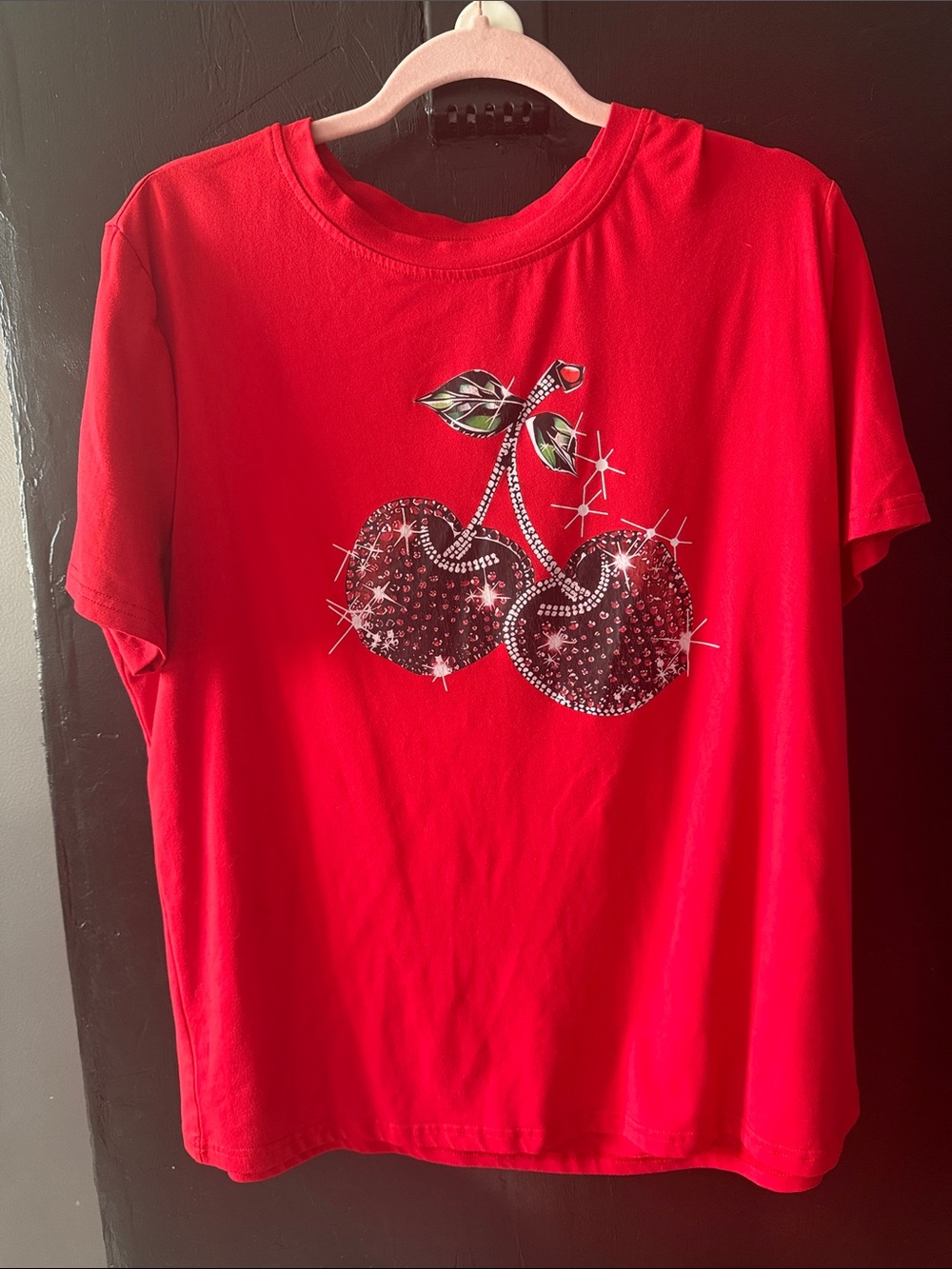 Red Graphic Cherry Tee - Sparkle Design